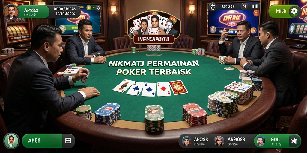 Tampilan antarmuka permainan poker yang menarik dan interaktif.