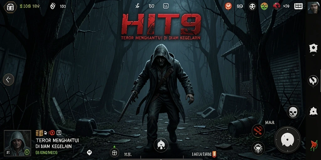 Tangkapan layar game HIT9 menampilkan suasana horror yang mencekam.
