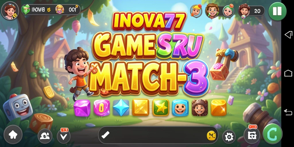 Cuplikan gameplay seru INOVA77 menampilkan aksi mencocokkan yang menantang.