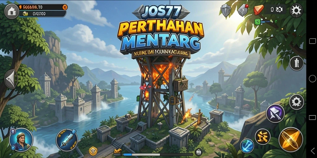 Tampilan gameplay menegangkan di JOS77 Tower Defense.