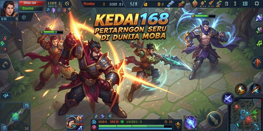 Tampilan aksi seru dalam permainan MOBA KEDAI168.