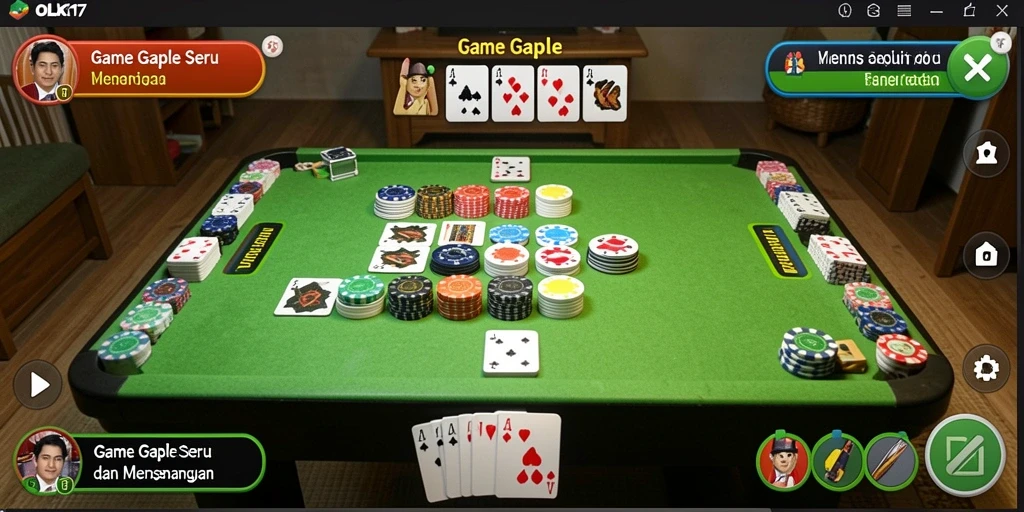 Tampilan gameplay Gaple yang seru dan interaktif di OLX17.