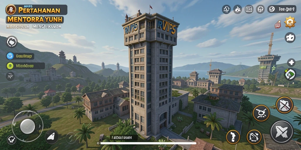 Tampilan gameplay menegangkan dalam RVIP5 dengan aksi Tower Defense.